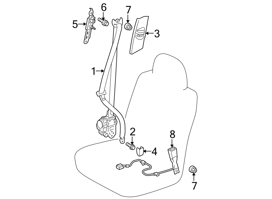 Diagram RESTRAINT SYSTEMS. FRONT SEAT BELTS. for your Toyota