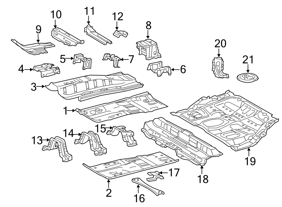 Diagram PILLARS. ROCKER & FLOOR. FLOOR & RAILS. for your 2011 Toyota Sienna 3.5L V6 A/T AWD Limited Mini Passenger Van 