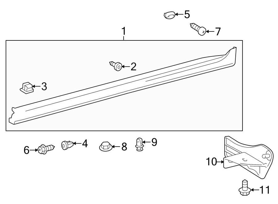 Diagram PILLARS. ROCKER & FLOOR. EXTERIOR TRIM. for your 2013 Toyota Avalon  Hybrid XLE Sedan 