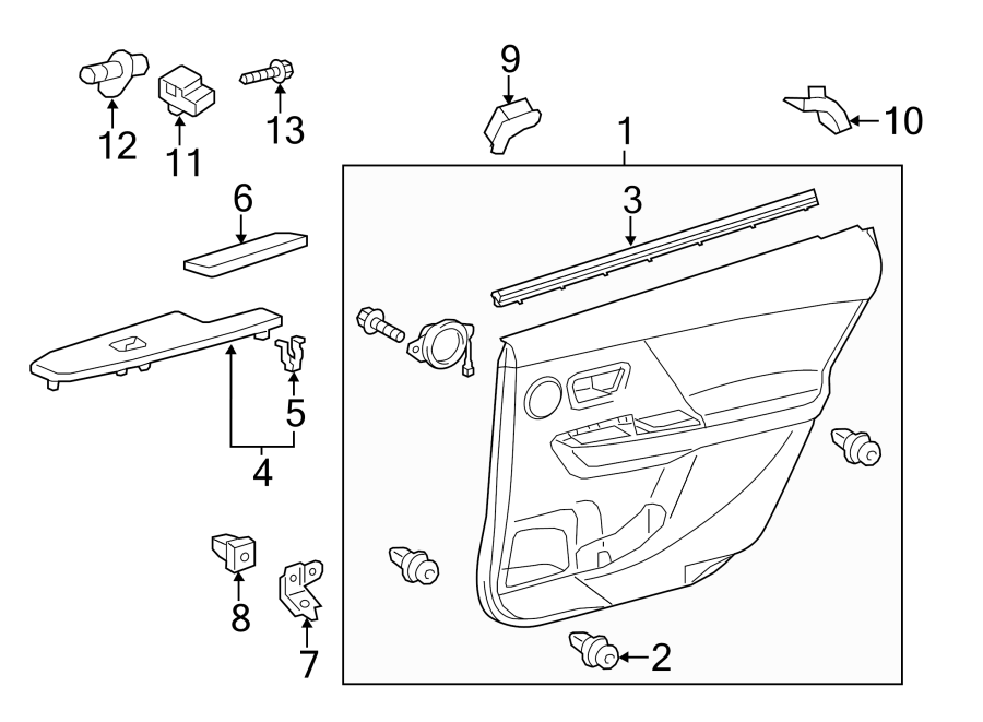 Diagram REAR DOOR. INTERIOR TRIM. for your 2010 Toyota Camry   