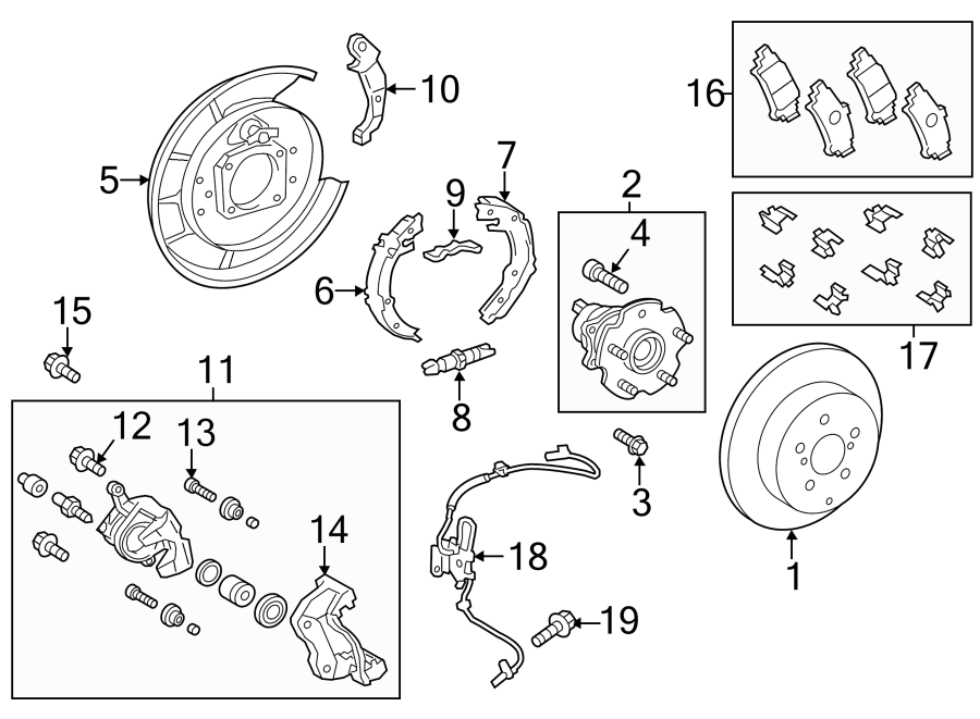 Diagram REAR SUSPENSION. BRAKE COMPONENTS. for your 2020 Toyota Camry  XLE SEDAN 