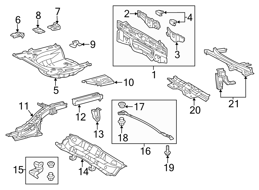 Diagram REAR BODY & FLOOR. FLOOR & RAILS. for your 2021 Toyota Sienna   