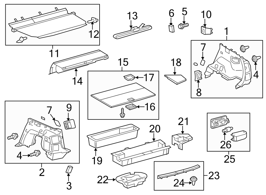 Diagram REAR BODY & FLOOR. INTERIOR TRIM. for your 2017 Toyota Tundra 4.6L V8 A/T RWD SR Extended Cab Pickup Fleetside 