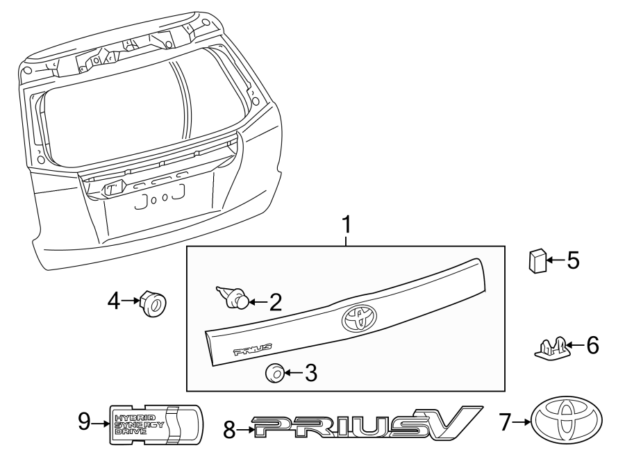 Diagram LIFT GATE. EXTERIOR TRIM. for your 2023 Toyota 4Runner   