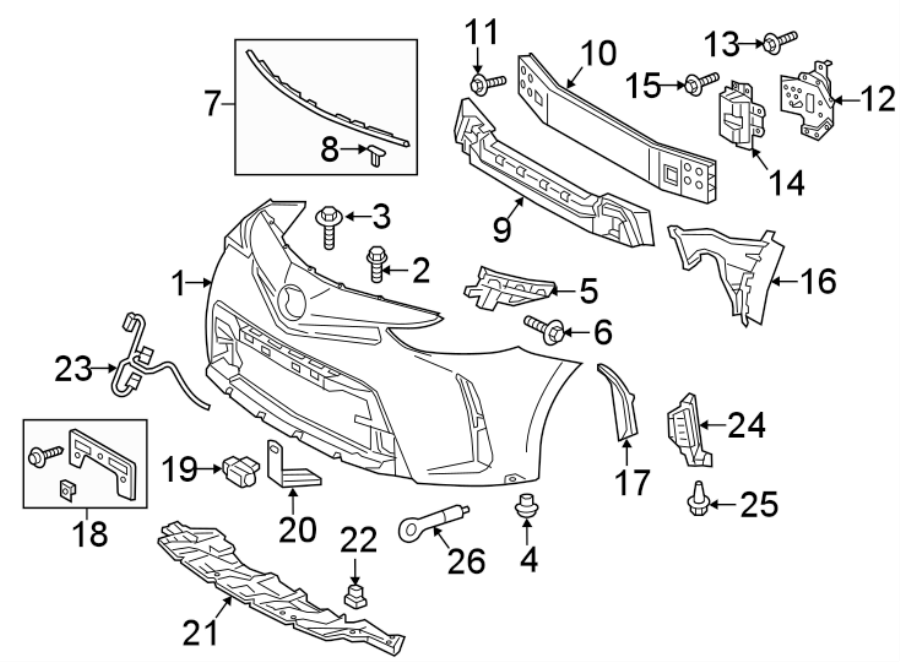 Diagram FRONT BUMPER & GRILLE. BUMPER & COMPONENTS. for your 2021 Toyota Prius Prime   