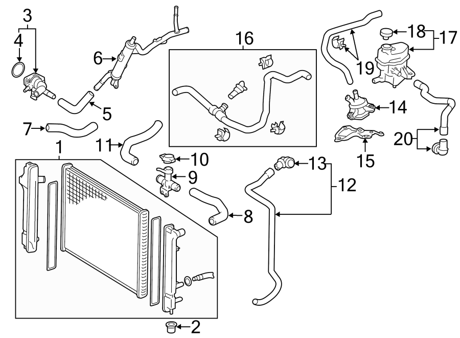 Diagram RADIATOR & COMPONENTS. for your 2021 Toyota RAV4 PRIME  SE Sport Utility 