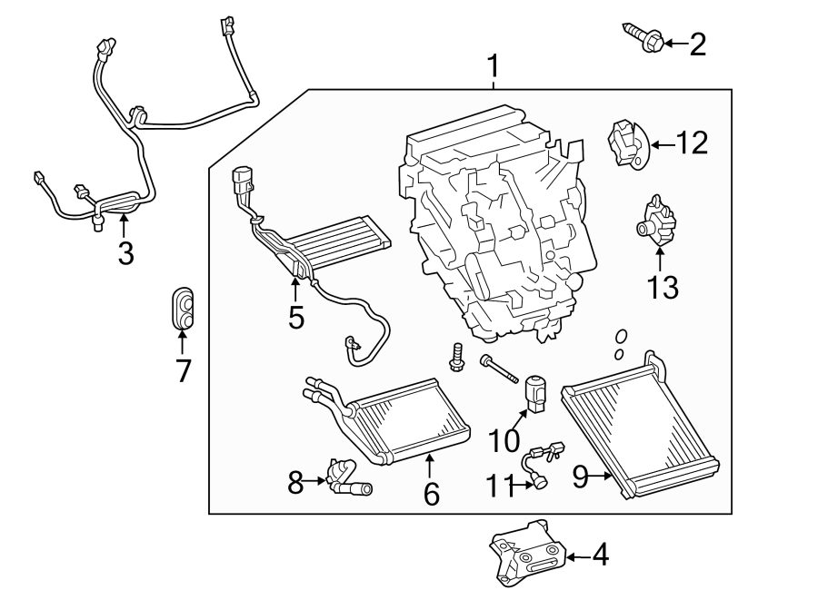 Diagram AIR CONDITIONER & HEATER. EVAPORATOR & HEATER COMPONENTS. for your 2017 Toyota Prius c  Two Hatchback 