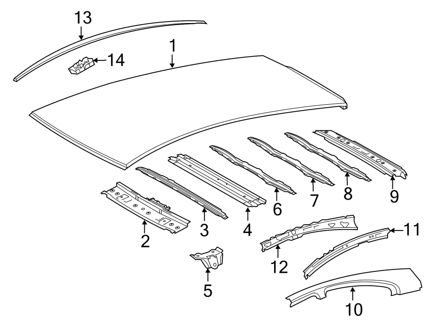 Diagram EXTERIOR TRIM. ROOF & COMPONENTS. for your 2019 Toyota Tacoma   