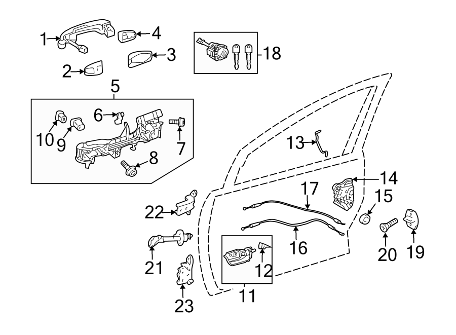 Diagram FRONT DOOR. LOCK & HARDWARE. for your Toyota