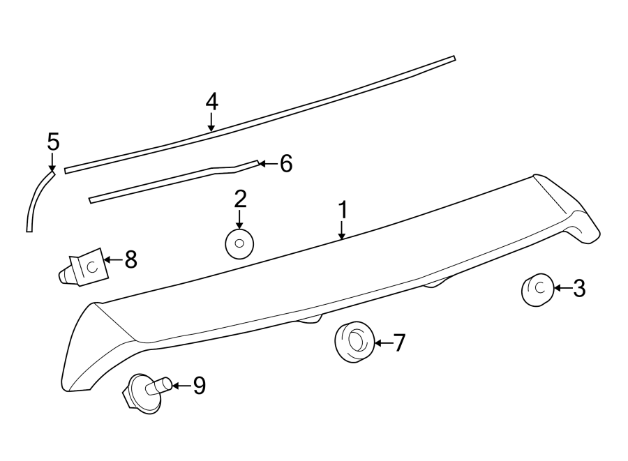 Diagram LIFT GATE. SPOILER. for your 2010 Toyota Tacoma 4.0L V6 M/T RWD Pre Runner Extended Cab Pickup Fleetside 