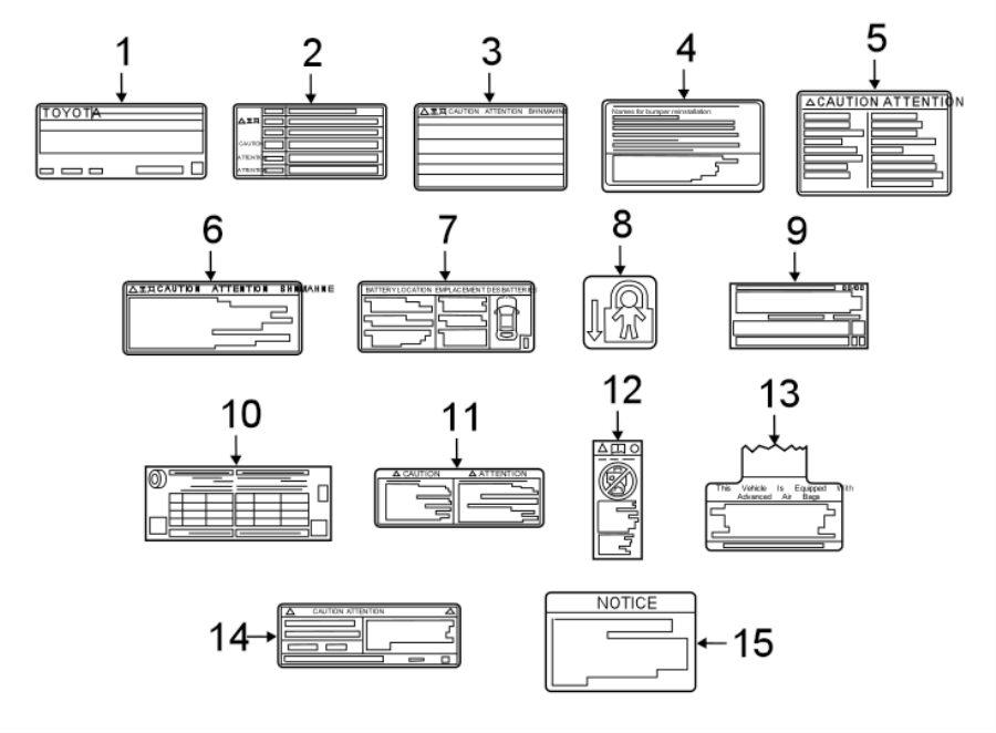 Diagram INFORMATION LABELS. for your 1998 Toyota Camry  CE Sedan 