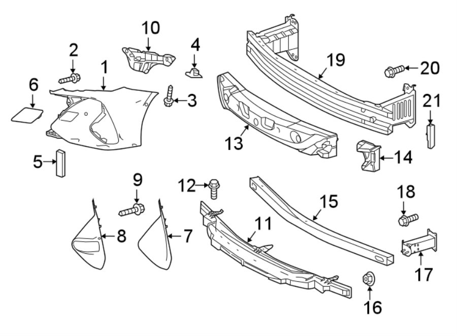 Diagram FRONT BUMPER & GRILLE. BUMPER & COMPONENTS. for your Toyota Prius Prime  