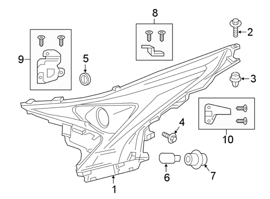 Diagram FRONT LAMPS. HEADLAMP COMPONENTS. for your 2018 Toyota Prius Prime   