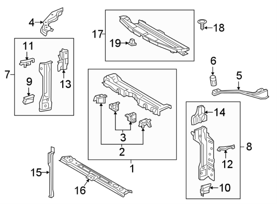 Diagram RADIATOR SUPPORT. for your 2022 Toyota Prius Prime  LE Hatchback 