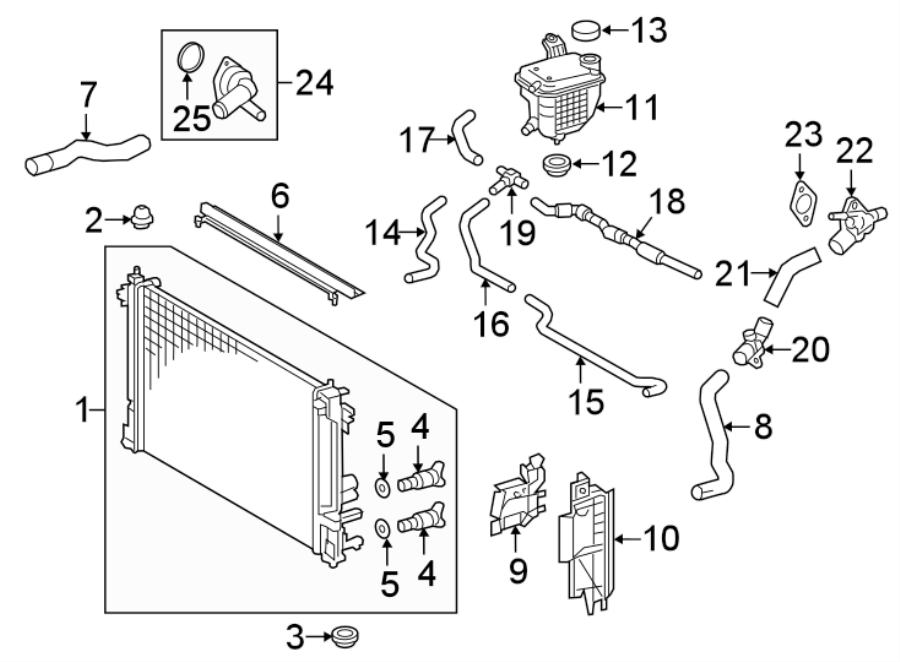 Diagram RADIATOR & COMPONENTS. for your 2008 Toyota FJ Cruiser   