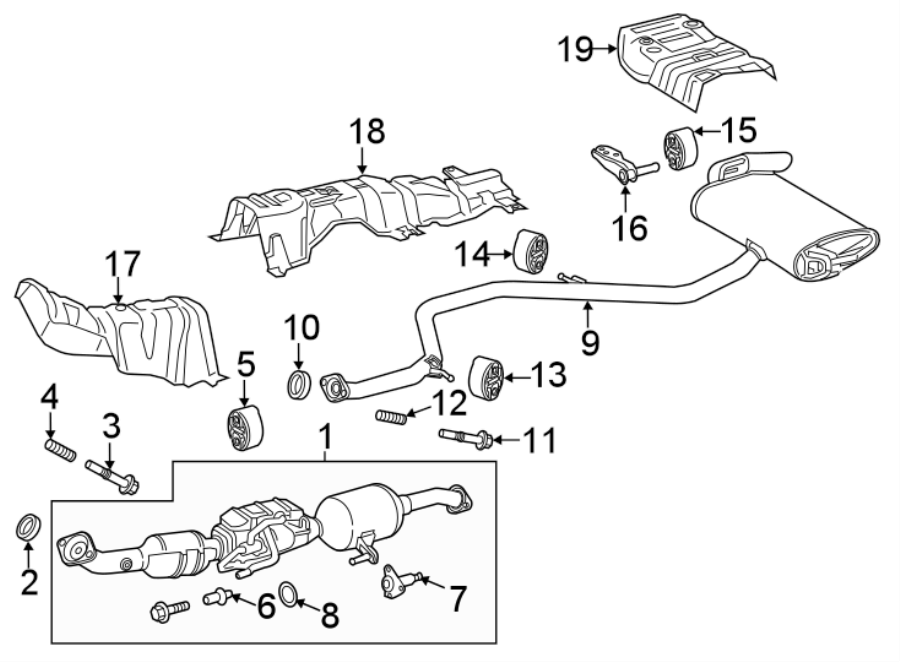 Diagram EXHAUST SYSTEM. EXHAUST COMPONENTS. for your 2022 Toyota Prius  Limited Hatchback 