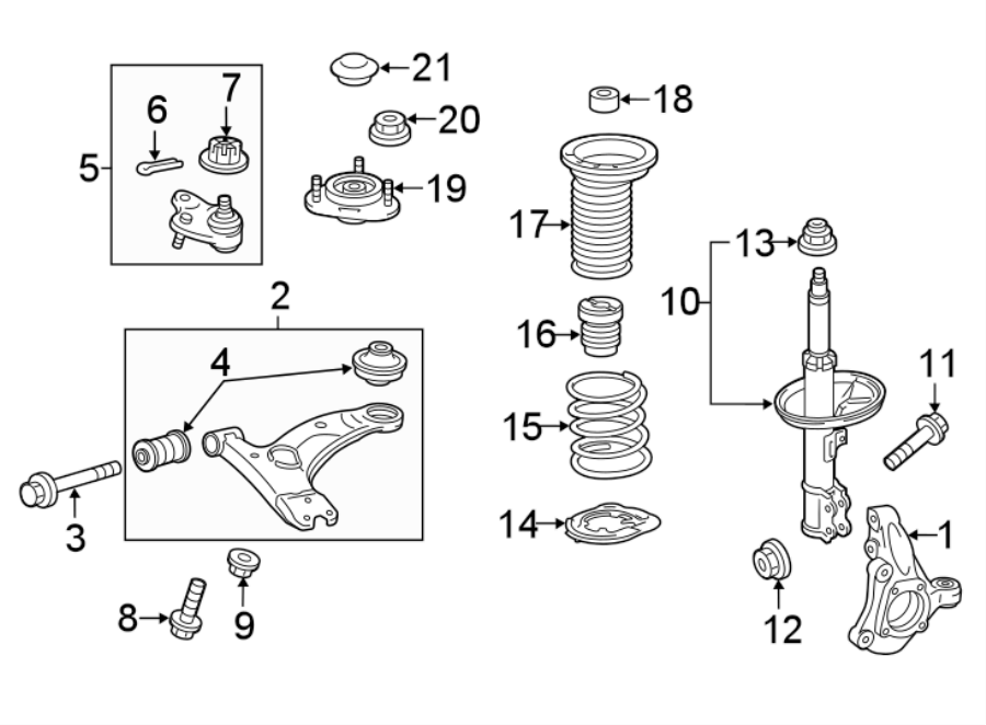 Diagram FRONT SUSPENSION. SUSPENSION COMPONENTS. for your 2019 Toyota Sienna   