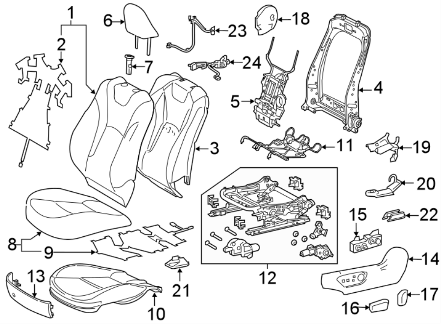 Diagram SEATS & TRACKS. DRIVER SEAT COMPONENTS. for your 2016 Toyota Yaris   