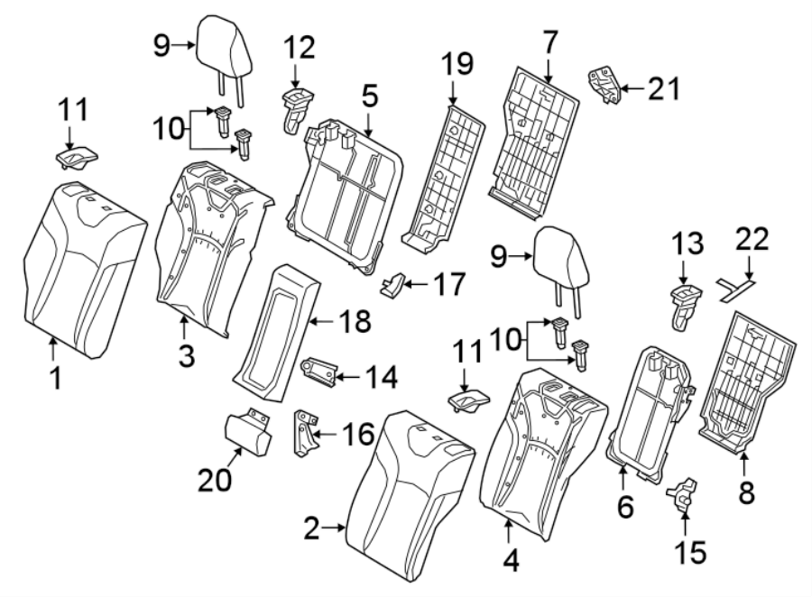 Diagram SEATS & TRACKS. REAR SEAT COMPONENTS. for your Toyota Prius Prime  