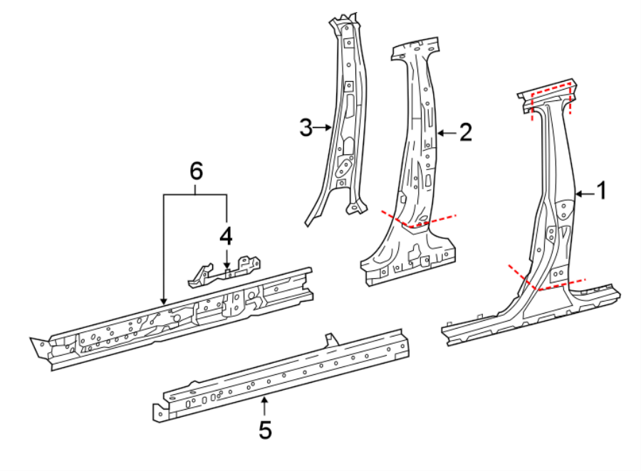 Diagram PILLARS. ROCKER & FLOOR. CENTER PILLAR & ROCKER. for your Toyota Prius AWD-e  