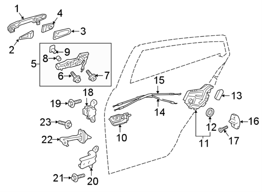 Diagram REAR DOOR. LOCK & HARDWARE. for your 2021 Toyota Prius AWD-e   