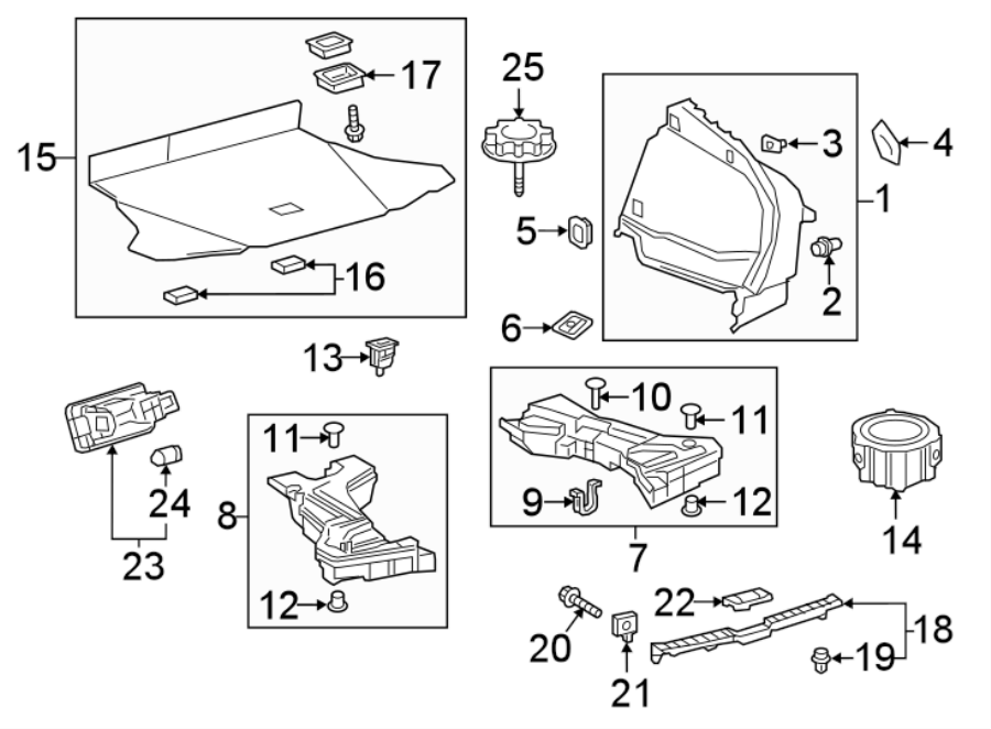 Diagram REAR BODY & FLOOR. INTERIOR TRIM. for your 2014 Toyota Prius Plug-In   