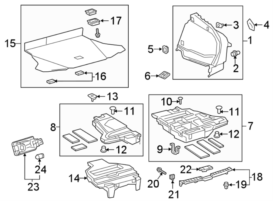 Diagram Rear body & floor. Interior trim. for your 2015 Toyota Yaris   