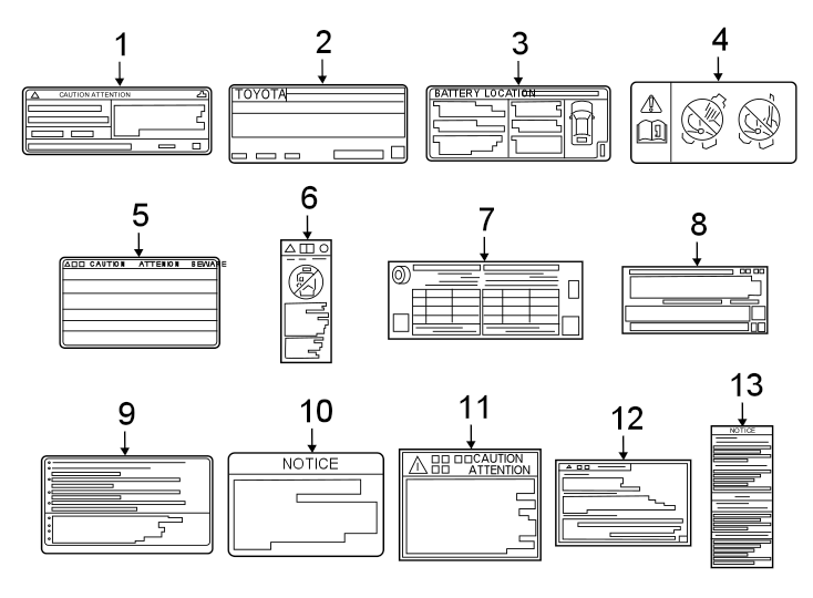 Diagram INFORMATION LABELS. for your 2010 Toyota Camry  SE SEDAN 