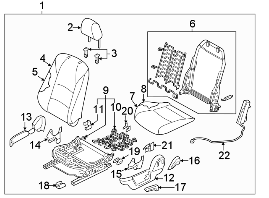 Diagram SEATS & TRACKS. DRIVER SEAT COMPONENTS. for your Toyota Yaris iA  