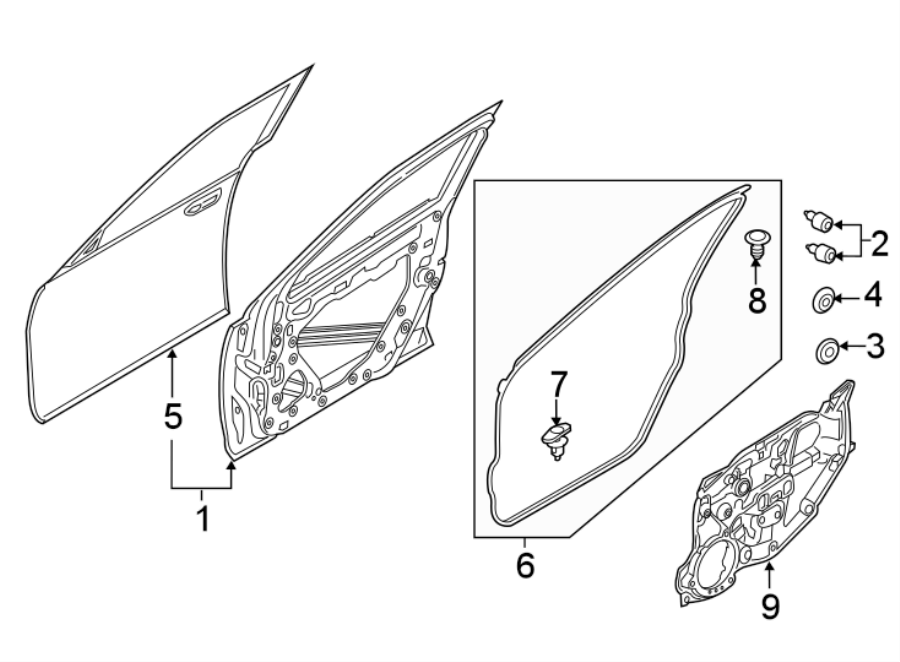 Diagram FRONT DOOR. DOOR & COMPONENTS. for your 2014 Toyota Highlander   