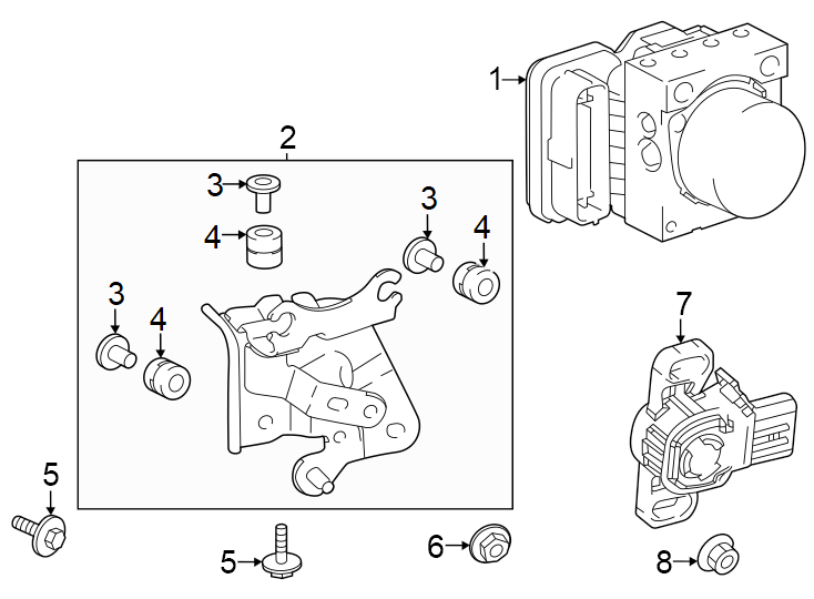 Diagram Abs components. for your 2024 Toyota Prius 2.0L FULL HYBRID EV-GAS (FHEV) CVT LE Hatchback 