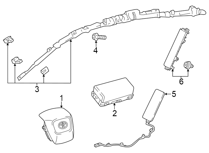 Diagram Restraint systems. Air bag components. for your 2019 Toyota 4Runner 4.0L V6 A/T RWD SR5 Premium Sport Utility 