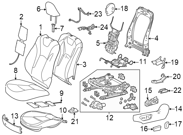 Diagram Seats & tracks. Driver seat components. for your 2016 Toyota Yaris   