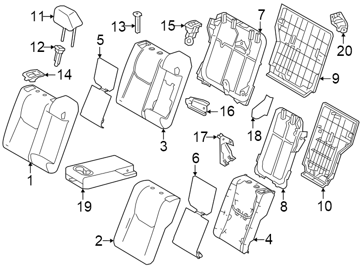 Diagram Seats & tracks. Rear seat components. for your 2009 Toyota Camry   