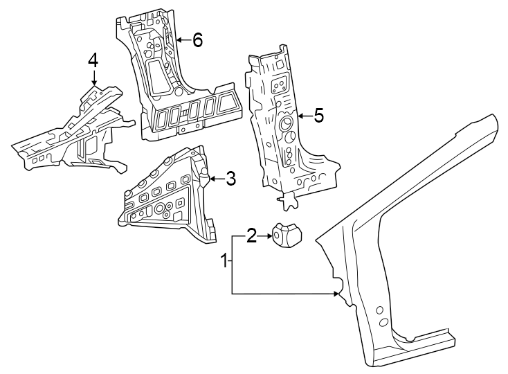 Diagram Pillars. Rocker & floor. Hinge pillar. for your 2021 Toyota Prius AWD-e   
