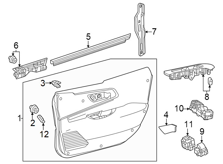 Diagram Front door. Interior trim. for your 2023 Toyota Camry   