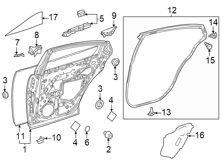 Diagram Rear door. Door & components. for your 2006 Toyota Sequoia   