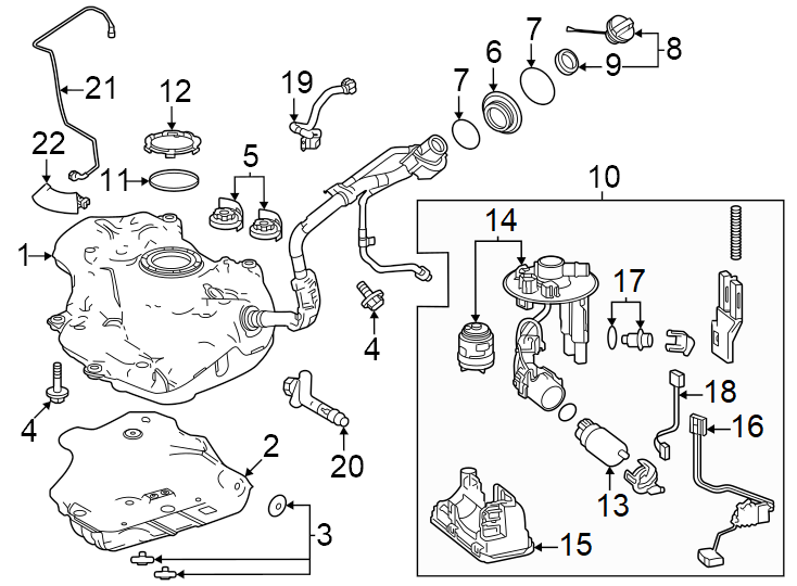 Diagram Fuel system components. for your 2005 Toyota Matrix   