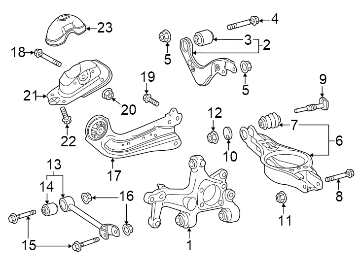 Diagram Rear suspension. Suspension components. for your 2023 Toyota Prius Prime   