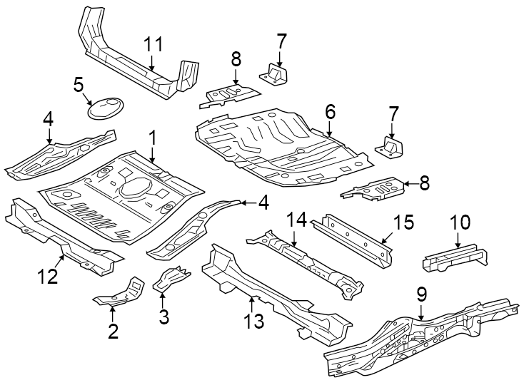 Diagram Rear body & floor. Floor & rails. for your 2014 Toyota Camry   