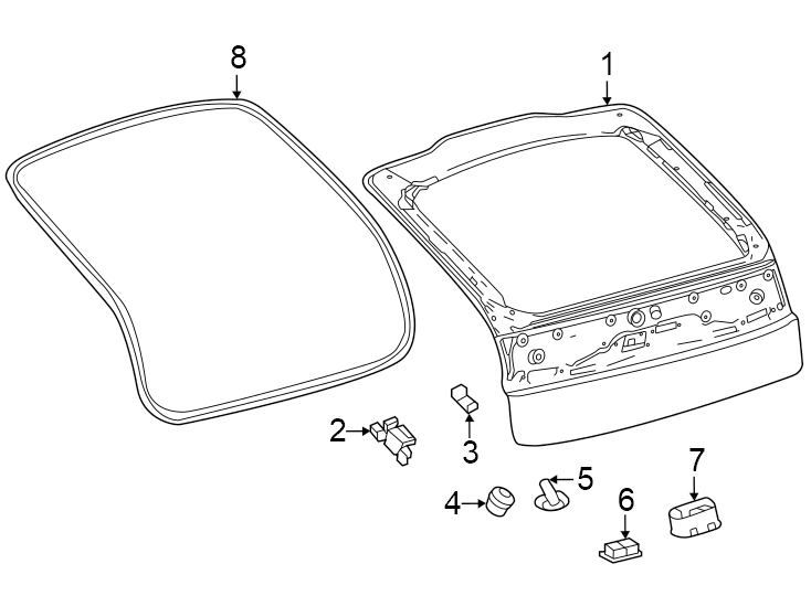 Diagram Lift gate. Gate & hardware. for your 1990 Toyota Corolla   