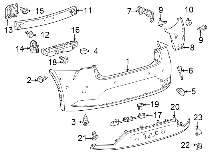 Diagram Rear bumper. Bumper & components. for your Toyota Prius Prime  