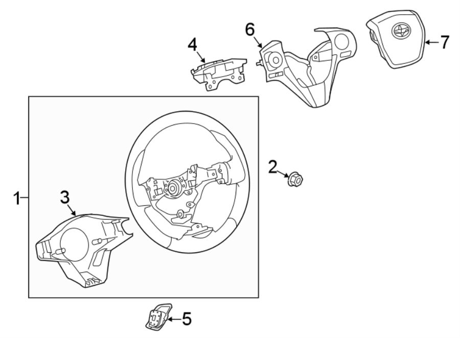 Diagram STEERING WHEEL & TRIM. for your 2015 Toyota Sequoia 5.7L i-Force V8 FLEX A/T RWD Platinum Sport Utility 