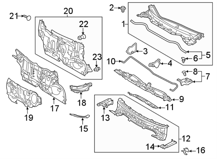 Diagram COWL. for your 2015 Toyota Sienna   