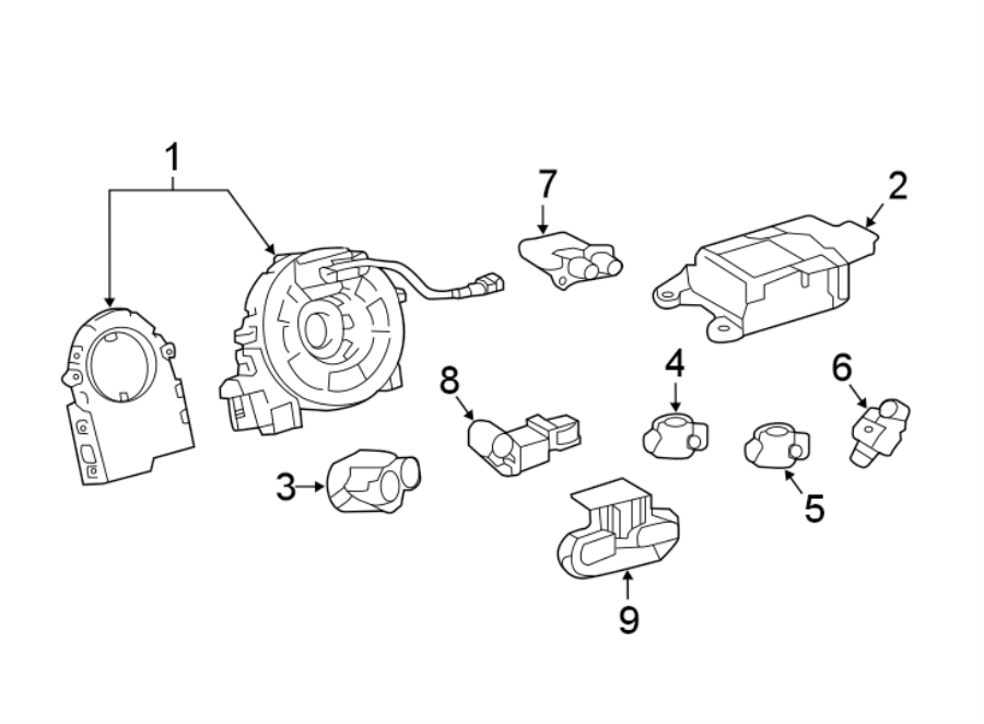 Diagram RESTRAINT SYSTEMS. AIR BAG COMPONENTS. for your 2024 Toyota Camry  TRD Sedan 