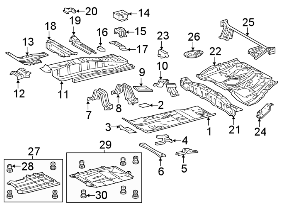 Diagram PILLARS. ROCKER & FLOOR. FLOOR & RAILS. for your 2011 Toyota Sienna 3.5L V6 A/T AWD Limited Mini Passenger Van 