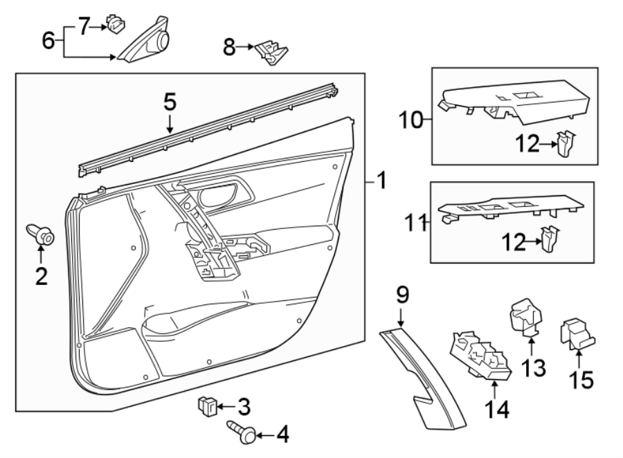 Diagram FRONT DOOR. INTERIOR TRIM. for your 1991 Toyota Camry   