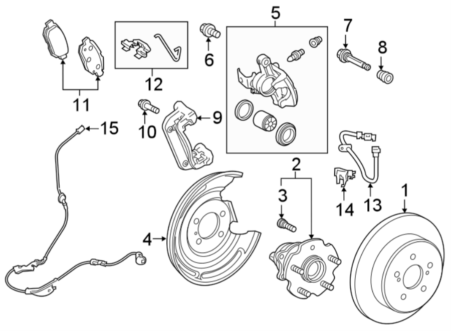 Diagram REAR SUSPENSION. BRAKE COMPONENTS. for your 2020 Toyota Corolla   