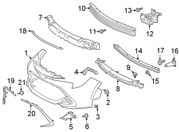 Diagram FRONT BUMPER & GRILLE. BUMPER & COMPONENTS. for your 2019 Toyota Prius Prime  Advanced Hatchback 