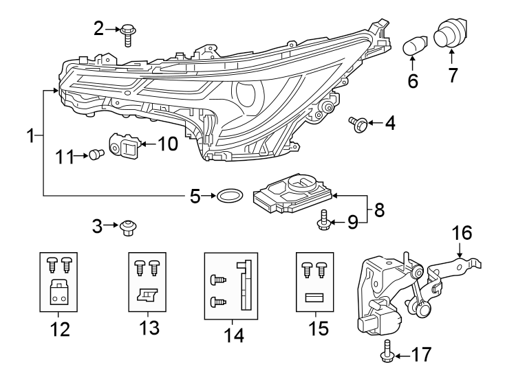 Diagram FRONT LAMPS. HEADLAMP COMPONENTS. for your 2004 Toyota Camry  LE SEDAN 